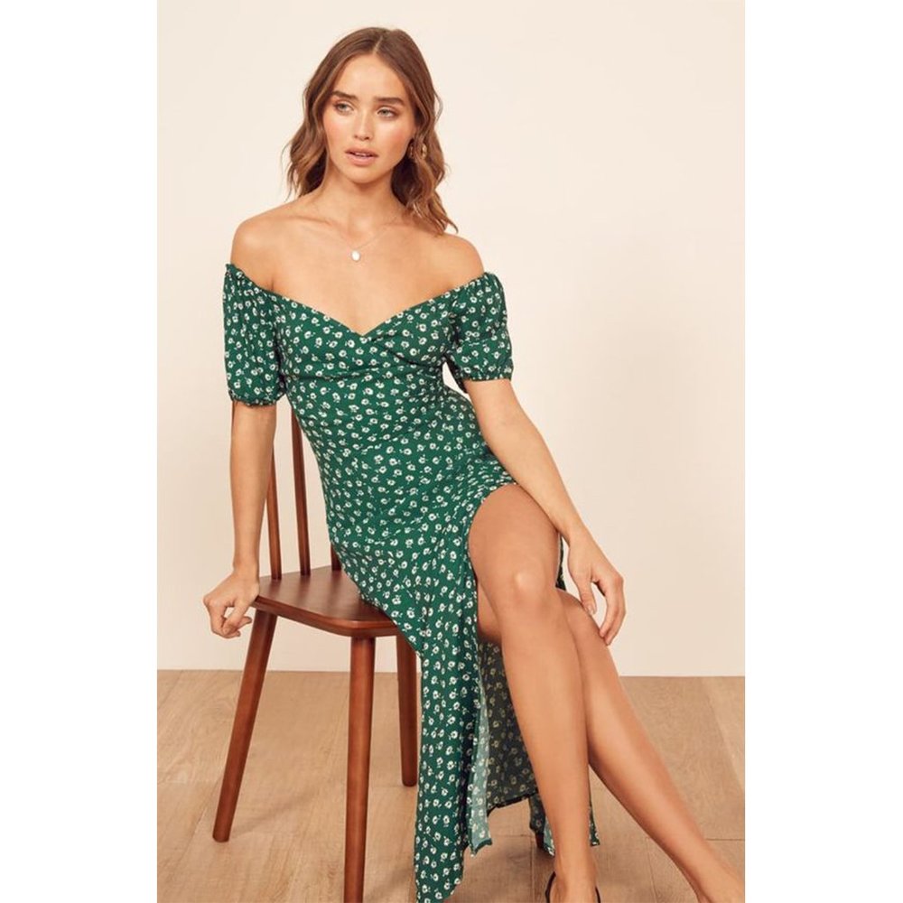 Reformation Pearl Off the Shoulder Dress 12